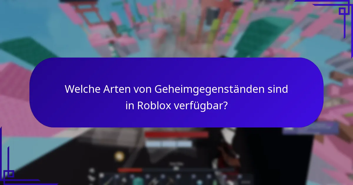 Welche Arten von Geheimgegenständen sind in Roblox verfügbar?